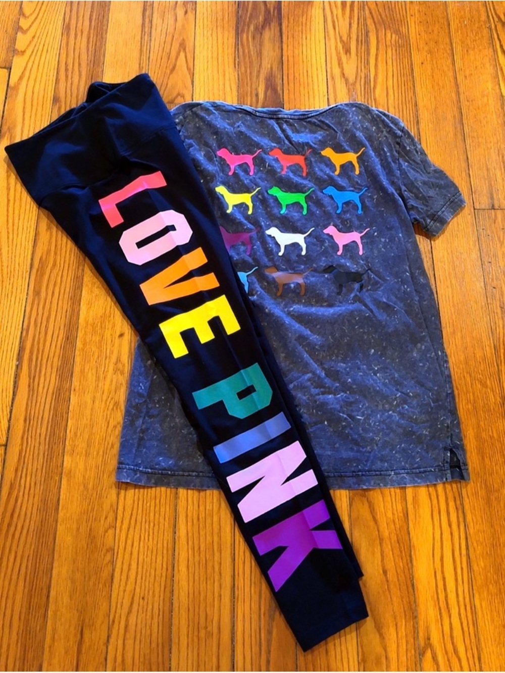 PINK Victoria's Secret Washed Black Logo Tee